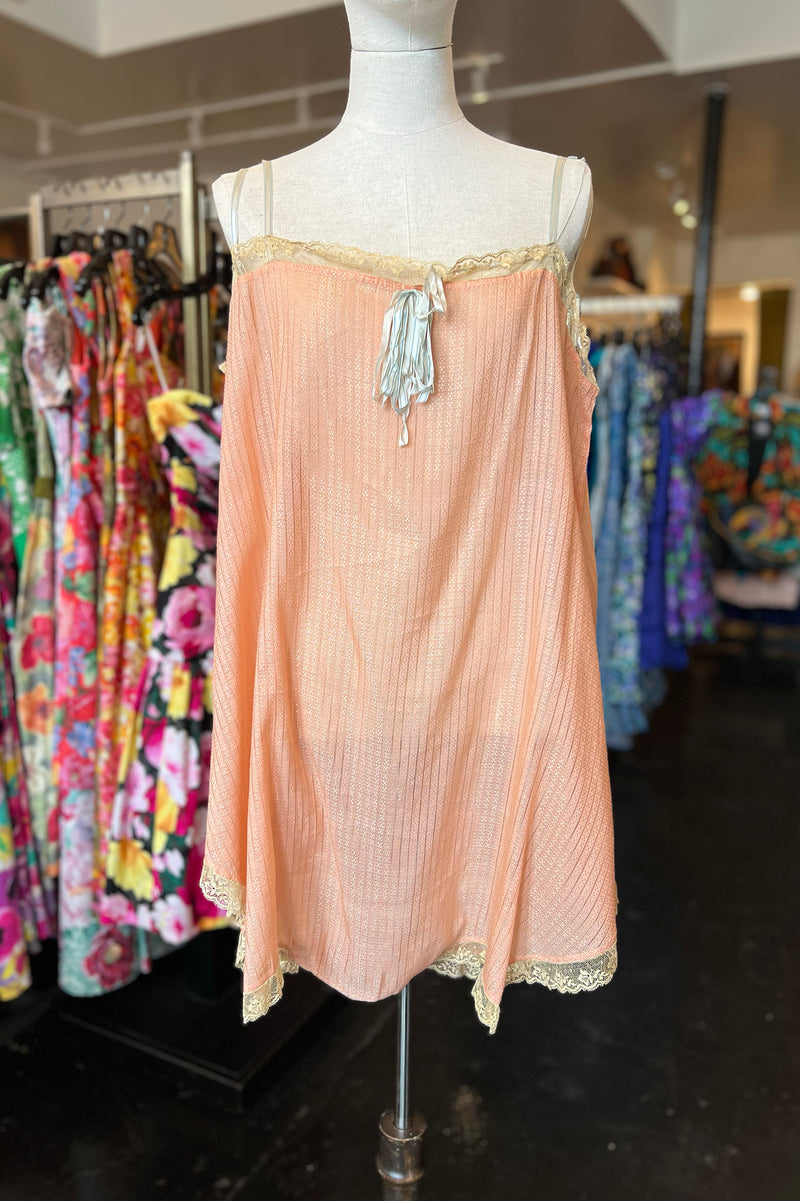 Vintage 1920s Step-in Peach Silk Slip