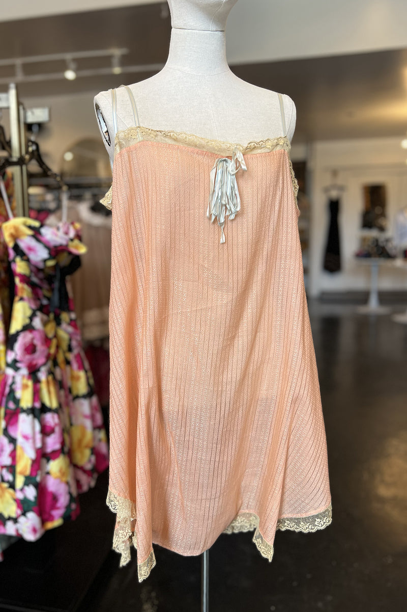 Vintage 1920s Step-in Peach Silk Slip