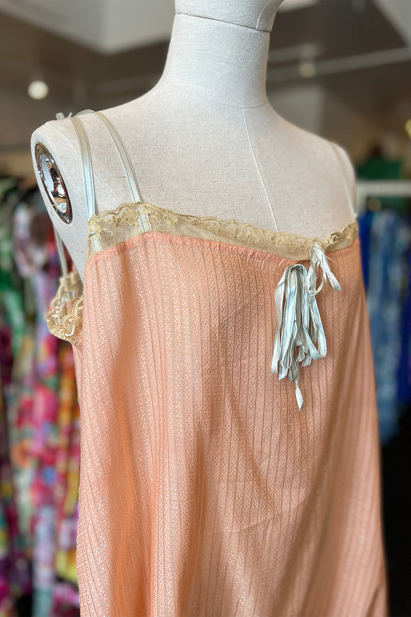 Vintage 1920s Step-in Peach Silk Slip