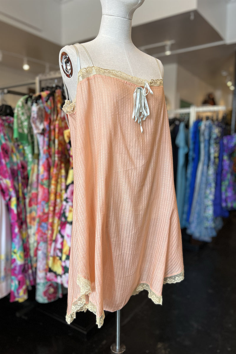 Vintage 1920s Step-in Peach Silk Slip