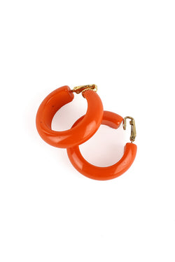 1940s Vintage Bakelite Orange Hoop Earrings