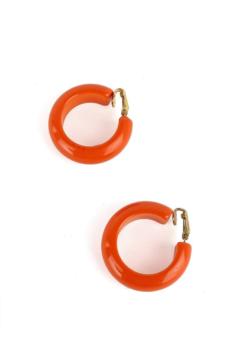 1940s Vintage Bakelite Orange Hoop Earrings